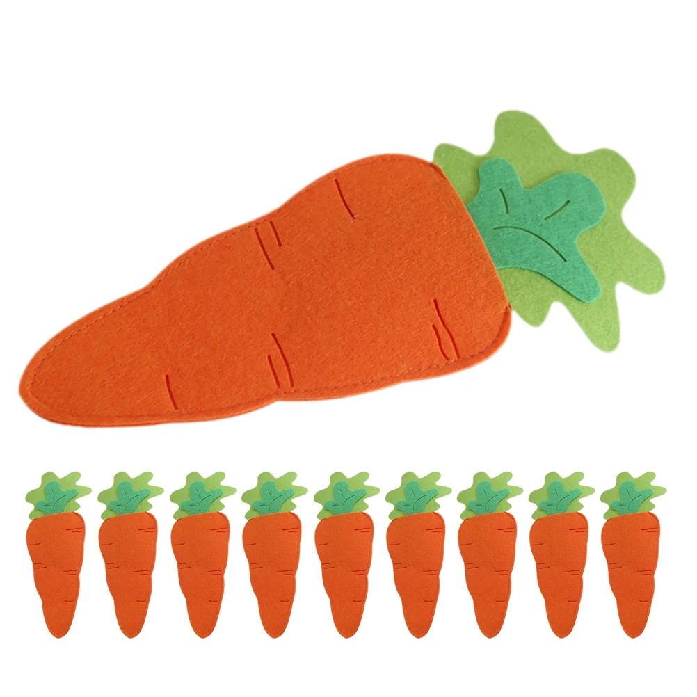 

10PCS Carrot Silverware Silverware Sleeves Holiday Tableware Storage Sleeve Knife Fork Holder Easter Felt Pouches