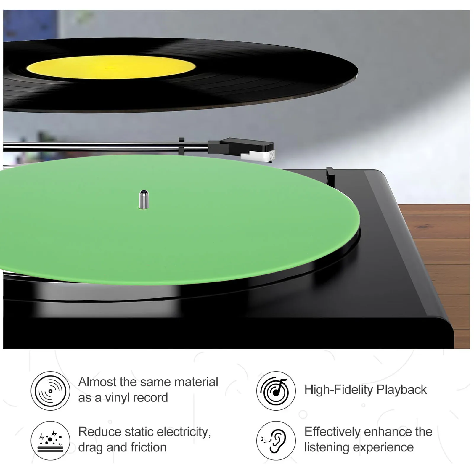 Record Platter Slipmat Acrylic Turntable Slip Mat Replacement Beautiful Reduce Static Dust Noise for 12 Inch Record Player