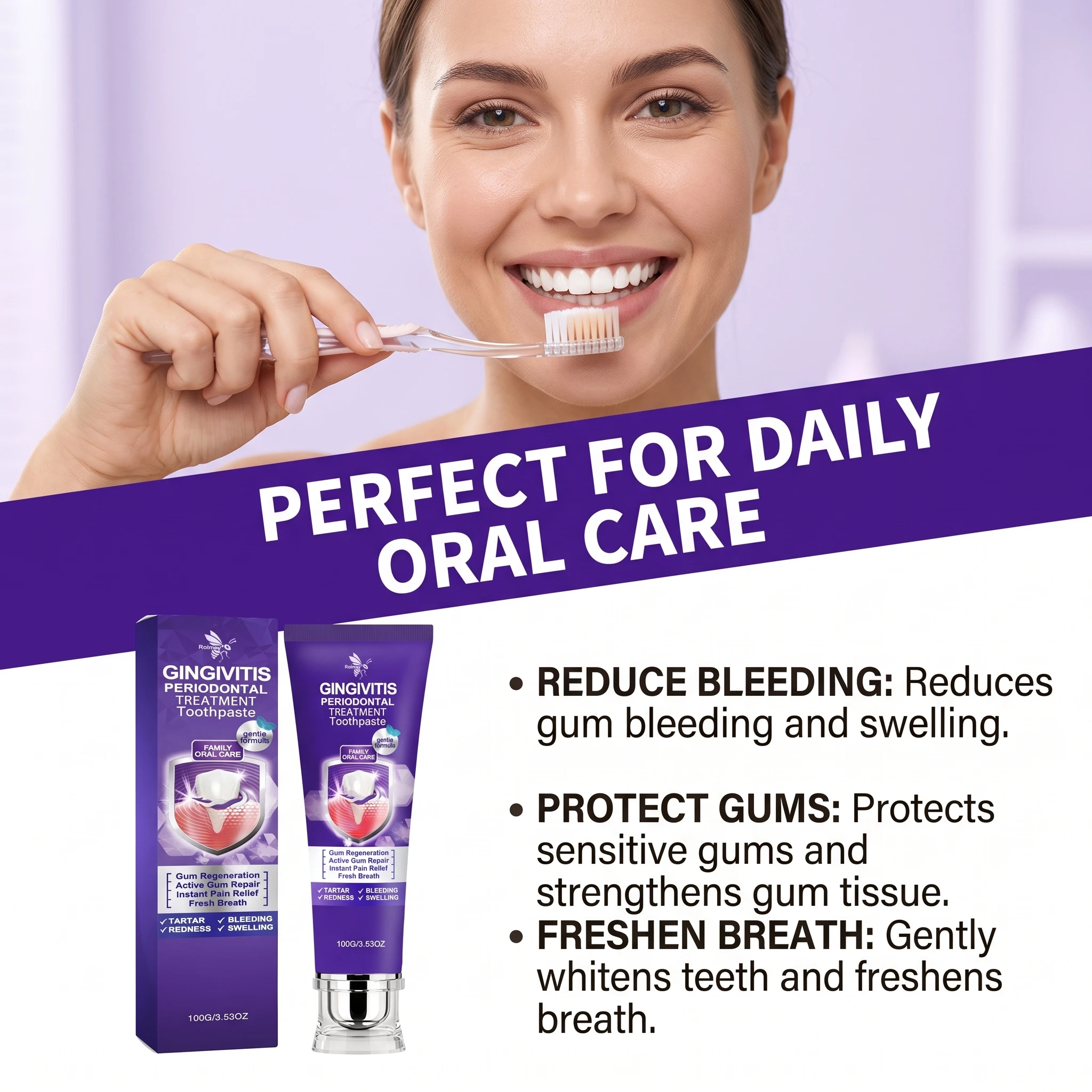 Bee Venom Gum Care Toothpaste Gentle Oral Care For Gum Health Help Reduce Plaque Freshen Breath Relieve Gum Discomfort 100G