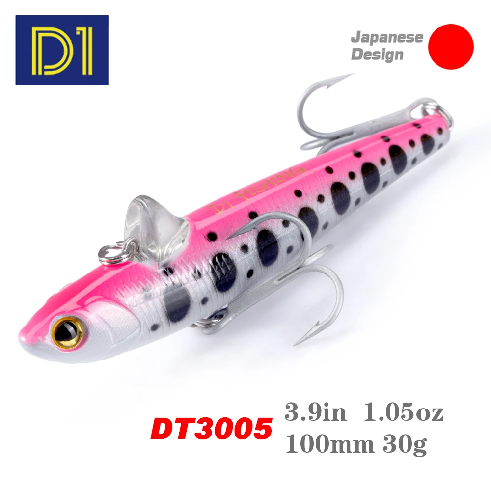 

D1 VIB Fishing Lures 100mm/30g Artificial Winter Freshwater Hard Rattlin Baits Slow Sinking Vibration Swimbait Perch Tackle