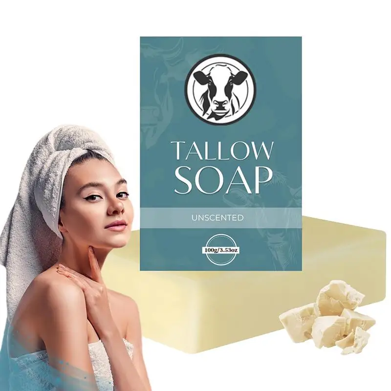 Beef Tallow Soap Body Cleaning Lightening Dark Underarm Leg Body Cleanser Soap Unscented Moisturizing Facial Cleansing Soap