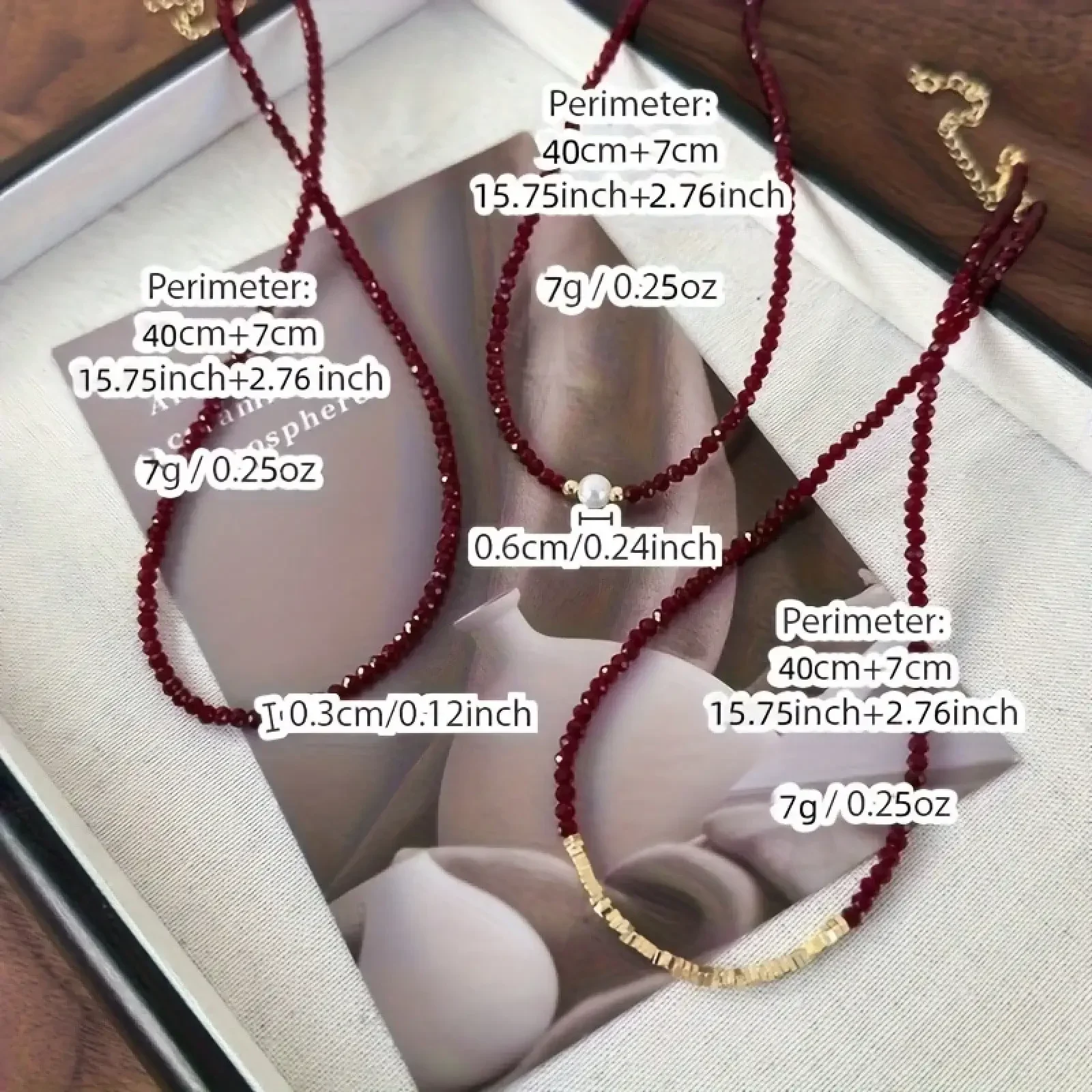 Elegant women's red gemstone necklace, single/multi-layer fashionable collarbone chain, suitable for daily wear and parties image 6