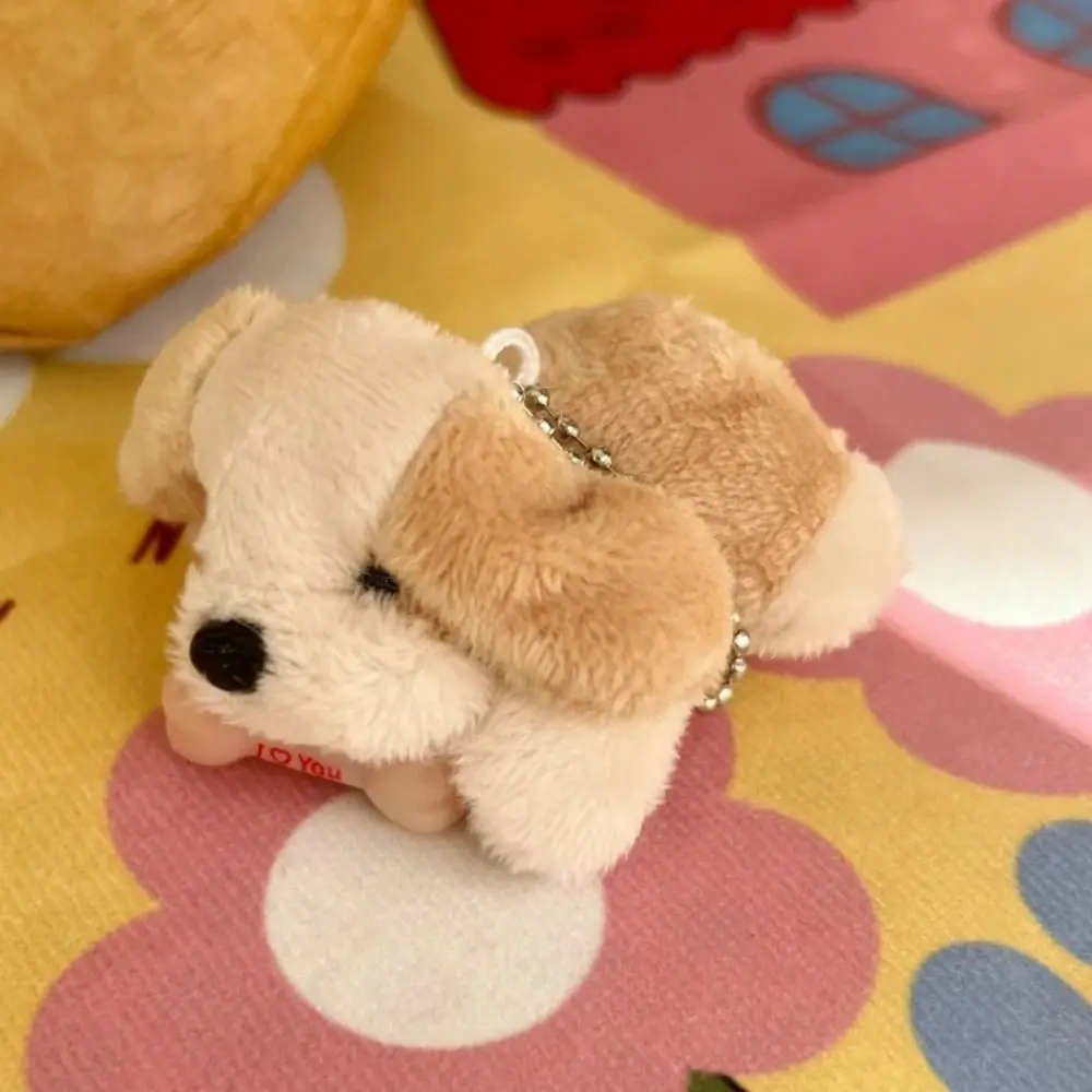 Keyring Stuffed Animal Plush Bone Puppy Dog Doll Cute Kawaii Plush Puppy Keychain Cartoon Fashion Car Pendant Backpack Pendant