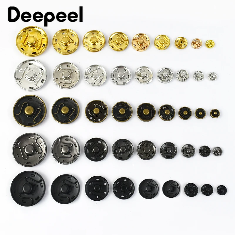 50Sets Deepeel 8-25mm Metal Snap Buttons Vintage Buckle Suit Jacket Decoration Bag Strap Shoes Hats Clothes Sewing Accessories