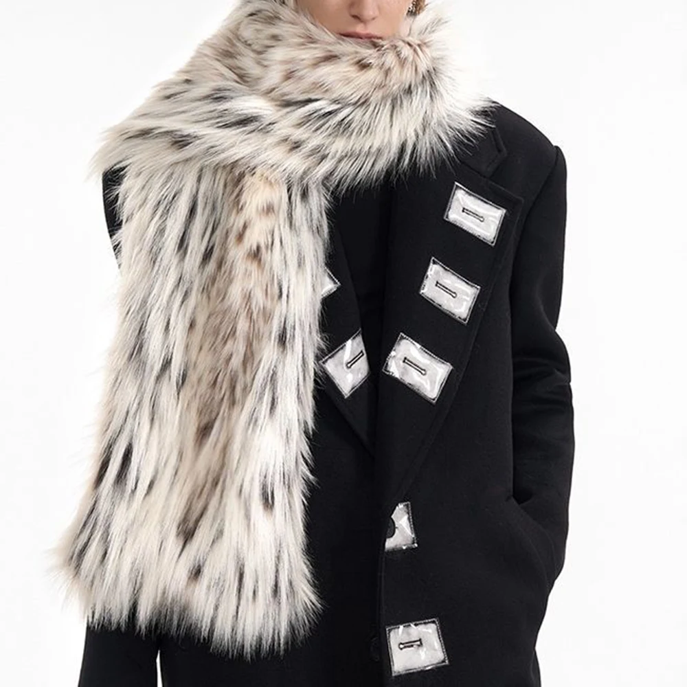Furry Warm Color Blocked Faux Fur Scarf Winter Genderless Fashion Youth Trendy Thick Comfort Versatile Scarf Unisex 2026 New