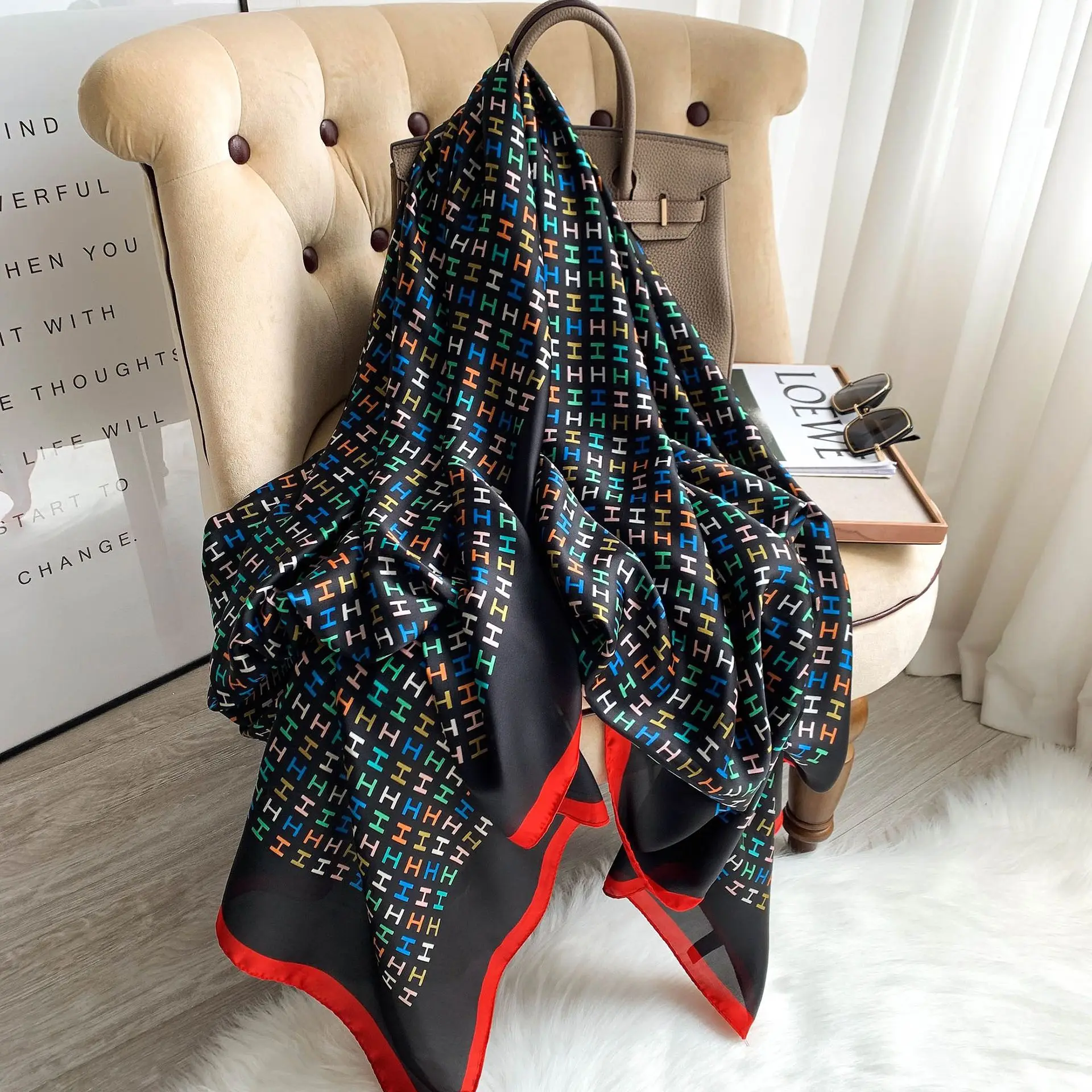 

Fashion Silk Scarf Women Winter Headband Chiffon Scarves Wrap Plaid Summer Shawl Ladies Foulard Female Bandanna Muffler Pareo