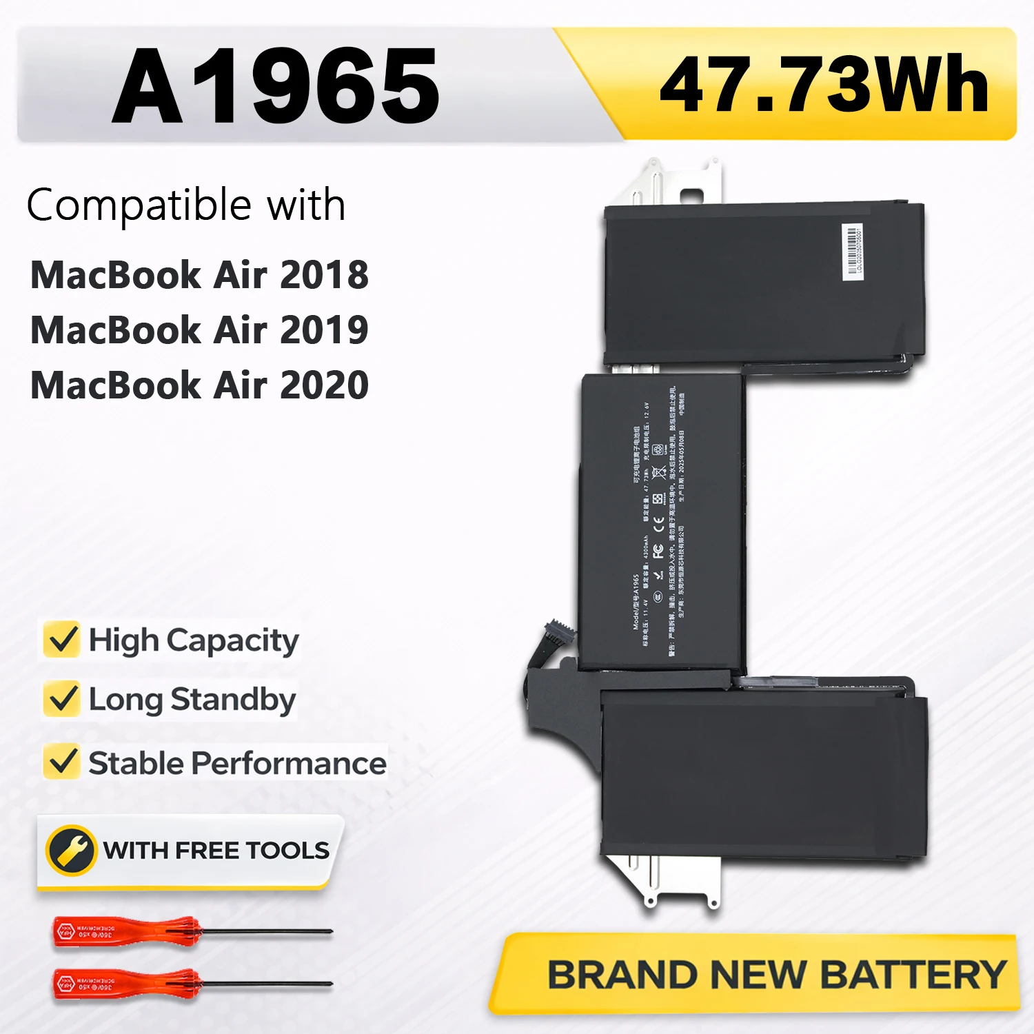 

Аккумулятор PowerHub A1965 для ноутбука, совместимый с APPLE MacBook Air 13" A1932 2018 2019 A2179 ранних моделей 2020 года, сменный литий-ионный аккумулятор