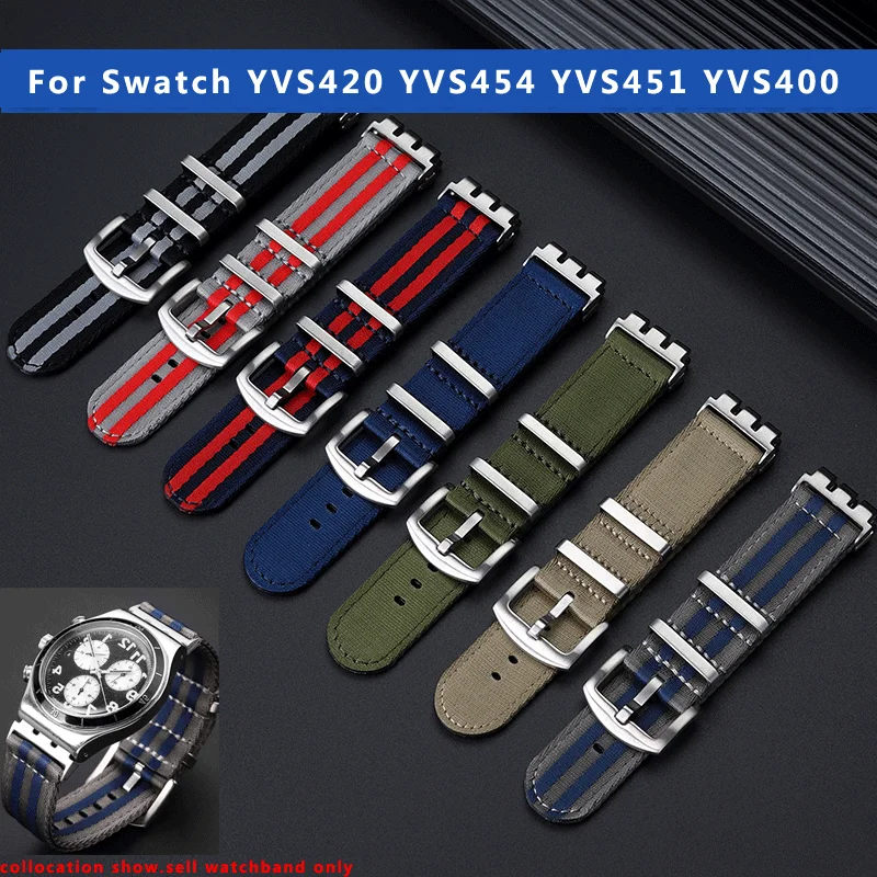 

Высококачественный нейлоновый ремешок для часов для Swatch YVS420 YVS454 YVS451 YVS400, модный мужской холст 21 мм, черный, синий, оранжевый, шелковистый ремешок для часов