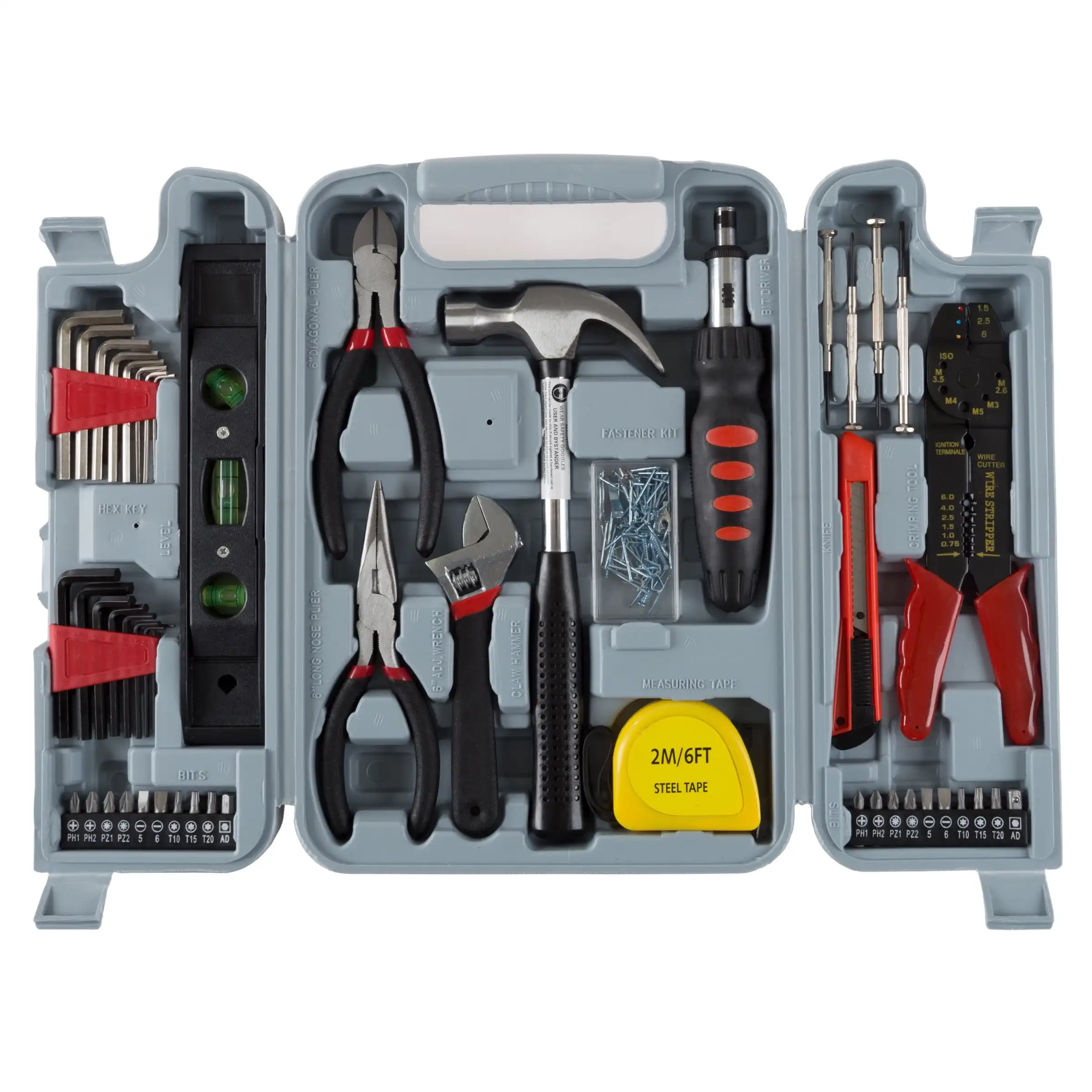 

130-Piece Tool Set Includes Hammer Wrench Set Screwdriver Pliers and More - Home Tool Kit