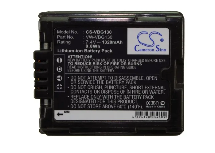 Camera 1320mAh Battery For Panasonic DMW-BLA13  DMW-BLA13A  DMW-BLA13AE  VW-VBG130  VW-VBG130-K HDC-SD9  HDC-HS9  HDC-SD5