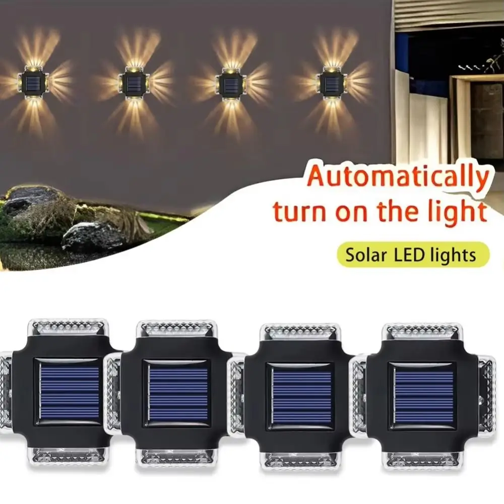 

4Pcs Polycrystalline Silicon Outdoor Solar Light Lightweight 4 LED Beads Garden Fence Light Waterproof Solar Powered