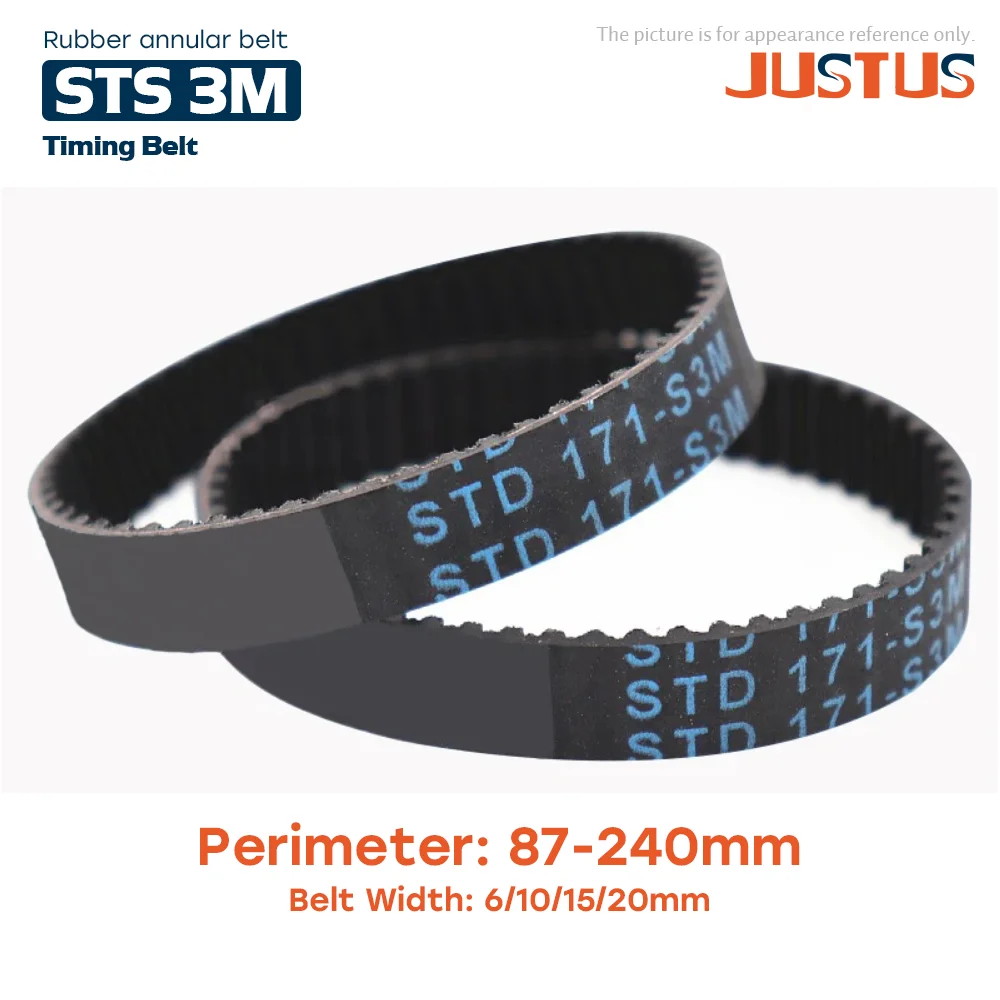 

STD S3M Closed Loop Rubber Timing Belt Lp= 87/96/102/105-240mm Width 6/10/15/20mm Synchronous Toothed Belts Arbitrary Cutting