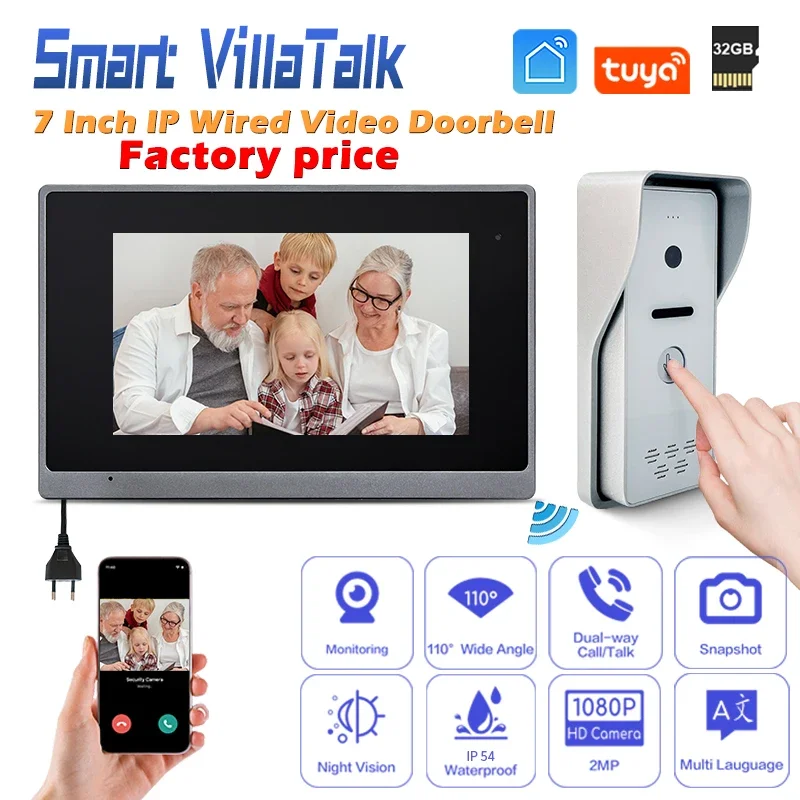 

In stock 2MP Camera Open 2 door Support connect CCTV Camera by Onvif protocal multiunit video intercom system door phone wired