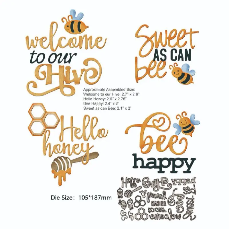 bee phrase dies metal cutting layering die scrapbook photo album decoration diy card craft 2022 new