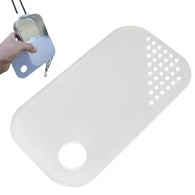 Mini Chopping Board Outdoor Cutting Board Rice Wash Water Drainer Baffle Portable Serving Board with Holes for Camping Picnic