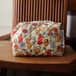 Portable cosmetic bag cute cartoon flower print toiletry bag travel supplies skin care storage bag multifunctional liner bag