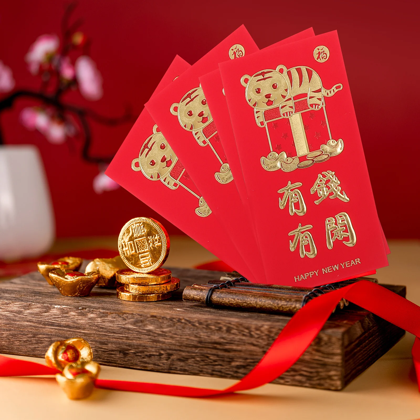 

48Pcs Tiger Year Red Envelopes Creative Money Packets Bright Colors Festive New Year Red Packets Traditional Gift Ceremony