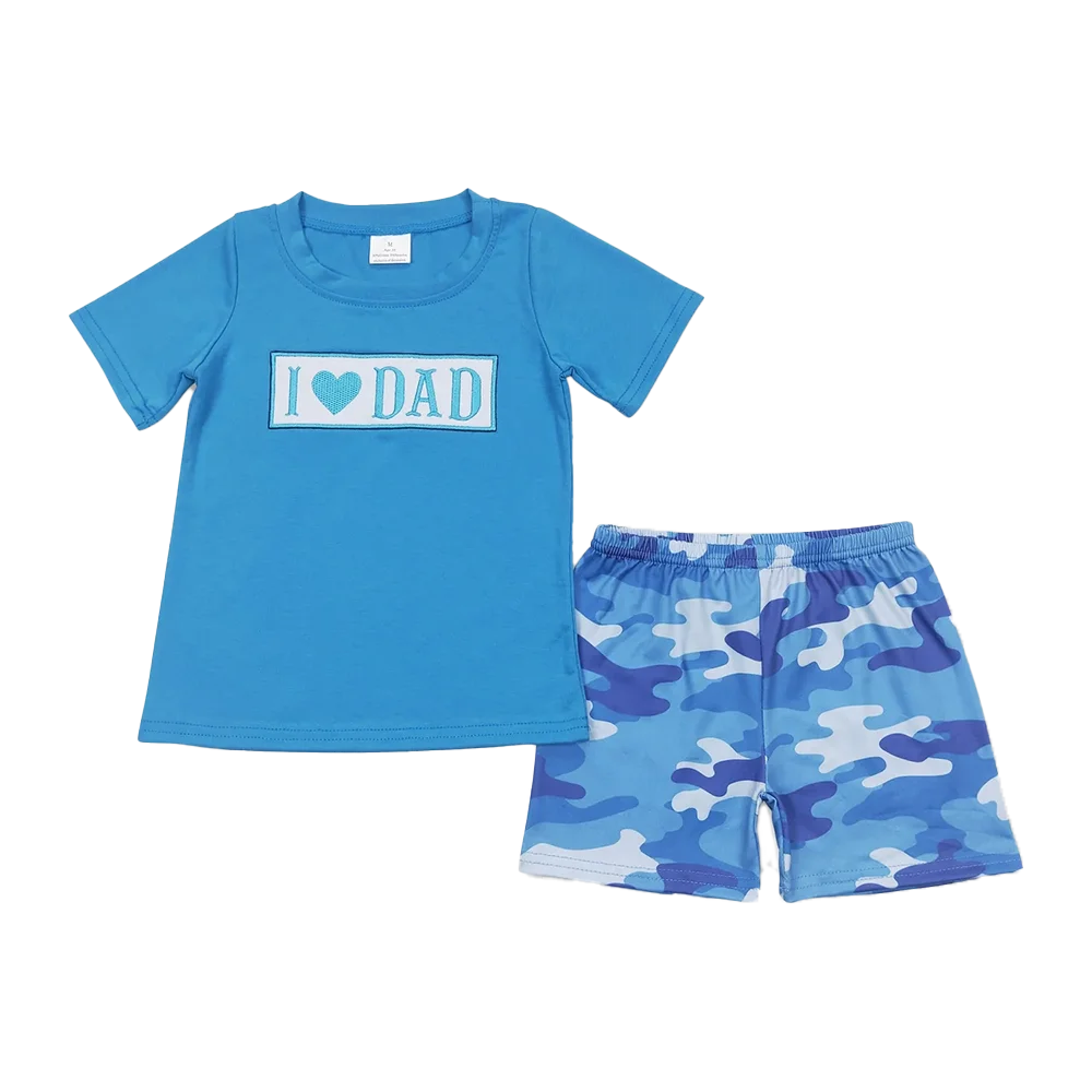 

BSSO0455 Baby Boys Summer Boys Outfits I love DAD top camo shorts boys summer clothes