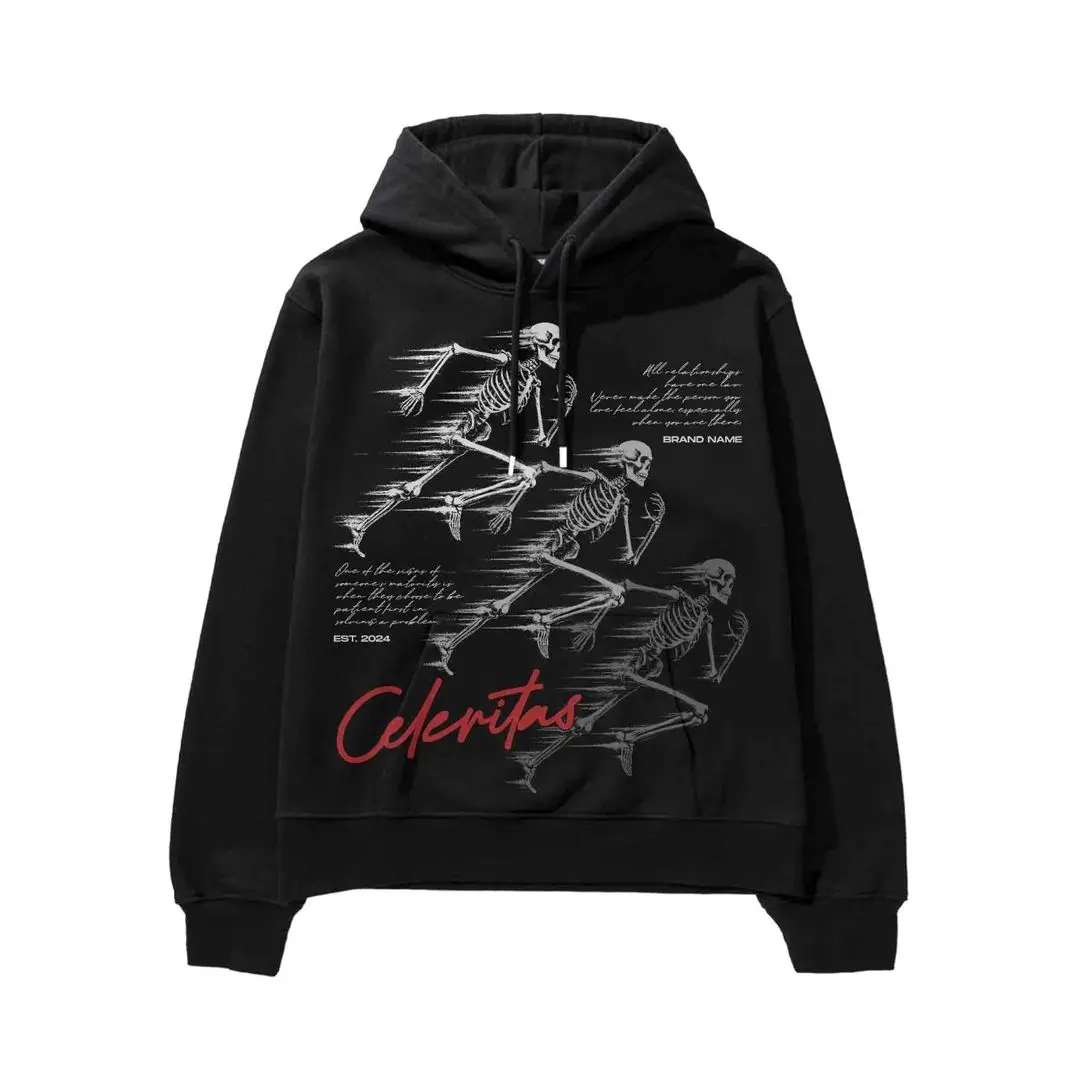 Harajuku Autumn/Winter Fashion Sportswear Running Skeleton Street Wear Hooded Sportswear Mens Harajuku Hooded Sportswear