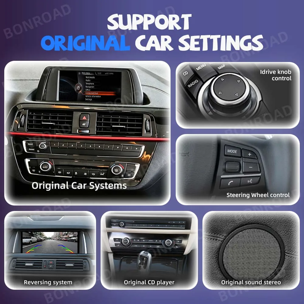 BONROAD Wireless CarPlay Android Auto Decoder For BMW NBT 1 2 3 4 5 6 7 Series X1 X3 X4 X5 X6 MINI F56 F15 F16 F25 F26 F48 F10 F22 F20 F30 F56 with Mirrorlink BT Navigation GPS Interface Module