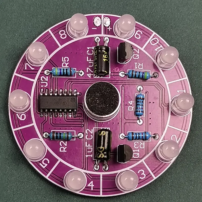Electronic DIY Enthusiast Practice Kit, Red Voice Controlled Rotating LED Light, Without Battery, Requires Assembly,