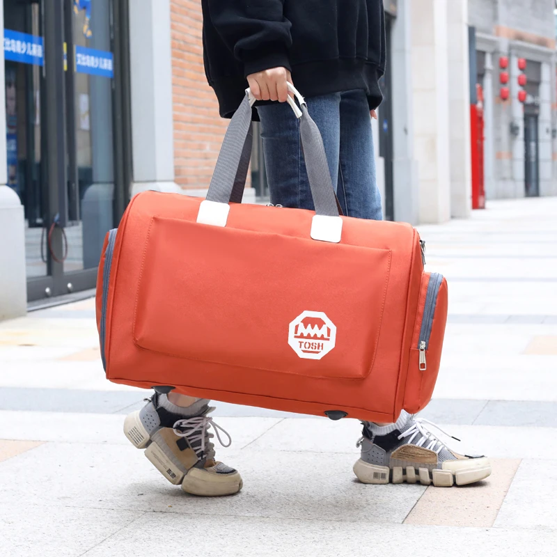 حقيبة سفر كورية الطراز للرحلات القصيرة، حقيبة أمتعة رجالية كبيرة السعة، حقيبة كتف مقاومة للماء مع مقبض قابل للطي