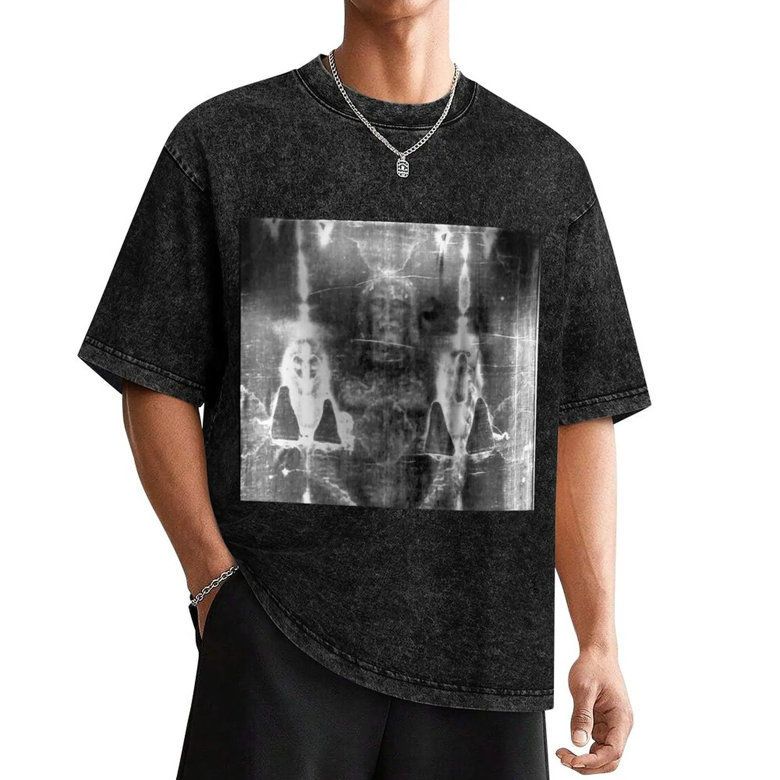 Easter: Holy Face of Jesus negative of the shroud of Turin T-Shirt shirts graphic gifts for boyfriend compression shirt men