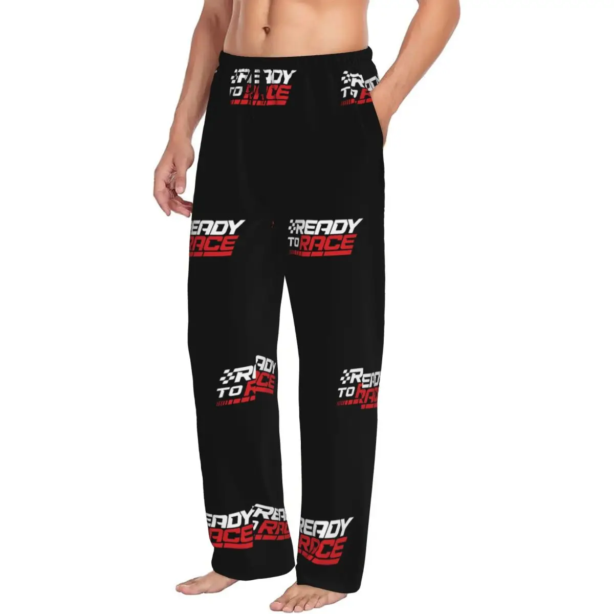 Custom Print Ready To Race Pajama Pants for Men Motocross Bitumen Sleep Sleepwear Bottoms with Pockets