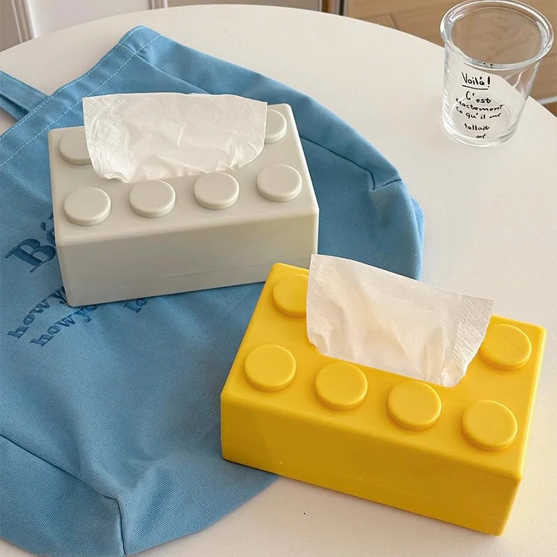 Quality ABS Creative Living Room Bathroom Building Blocks Tissue Box Toilet Drawout Paper Box Premium Desktop Tissue Storage