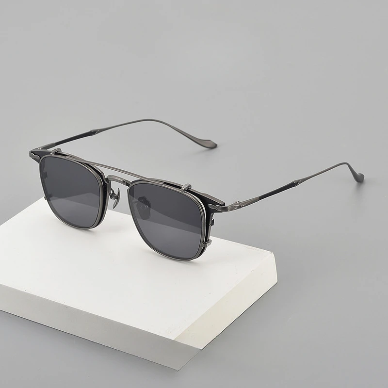 Pilot Double Beam Clip Hanger Square Fashion Sunglasses M3111 Removable Business Frame, A Must for Lazy People Oculos