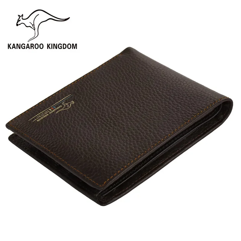 Kangaroo Kingdom กระเป๋าสตางค์ผู้ชายหรูหรากระเป๋าสตางค์หนังแท้กระเป๋าสตางค์สั้นแบรนด์ที่มีชื่อเสียงกระเป๋าสตางค์บาง