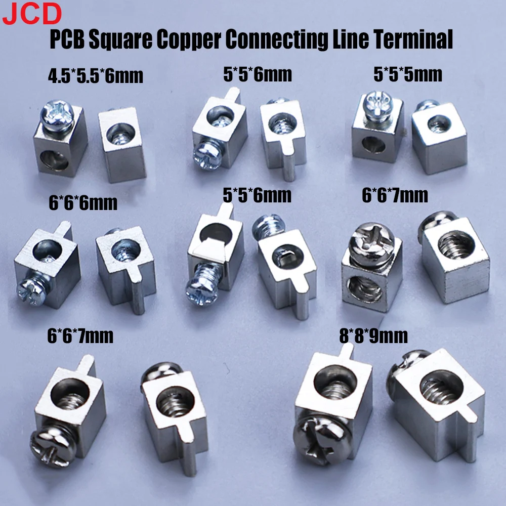 JCD Copper Square PCB Copper Terminal Blocks SMD Flat Bottom Square 5x5x5 6x6x7 8x 8x9 Wiring Terminal LED Aluminum Substrate