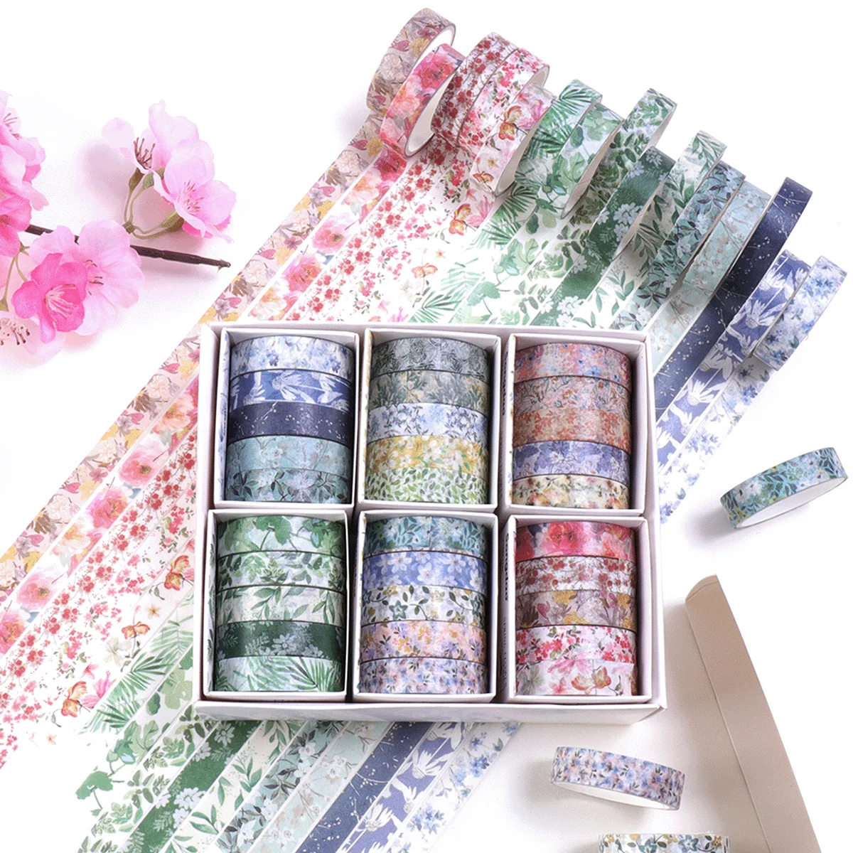 30 Rolls Plant Floral Washi Tape Set Flower Print Decorative Masking Tape DIY Scrapbook Journal Diary Craft Stationery Supplies - view 6