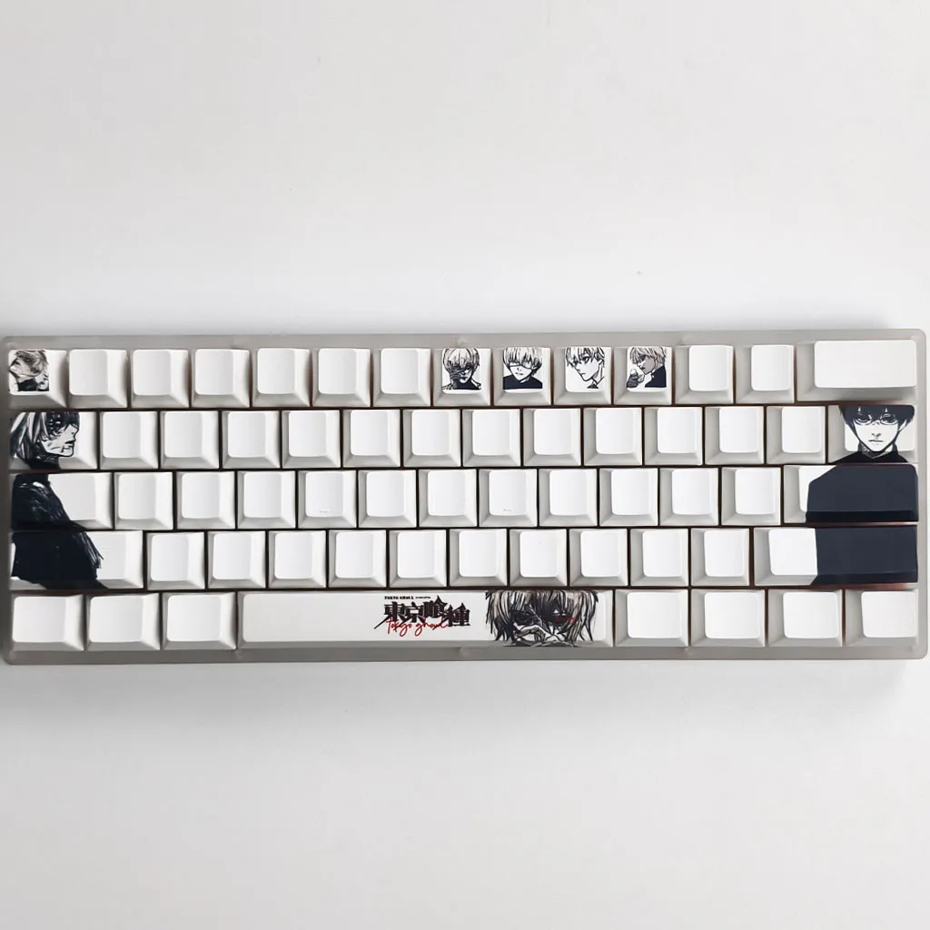 MAIMOOO – zestaw 12 nakładek na klawisze z motywem Kaneki Ken, profil Cherry, materiał PBT, technologia sublimacji termicznej, nakładki na klawisze do klawiatury mechanicznej, postać z anime Tokyo Ghoul. — zdjęcie produktu 5