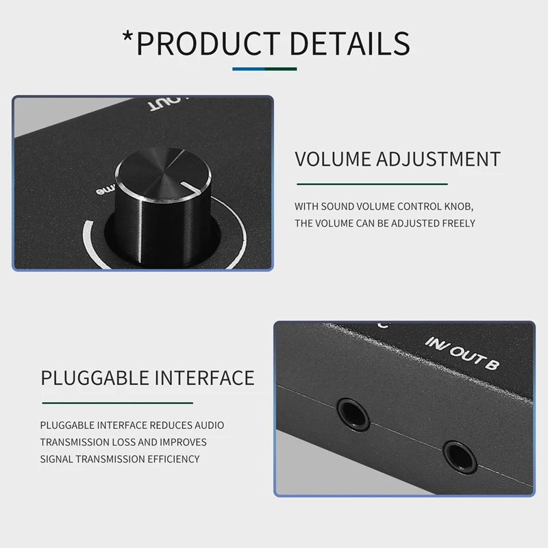 4 Port Audio Switch, 3.5Mm Audio Switcher, Stereo AUX Audio Selector, 4 Input 1Output/1Input 4 Output Audio Switcher Box
