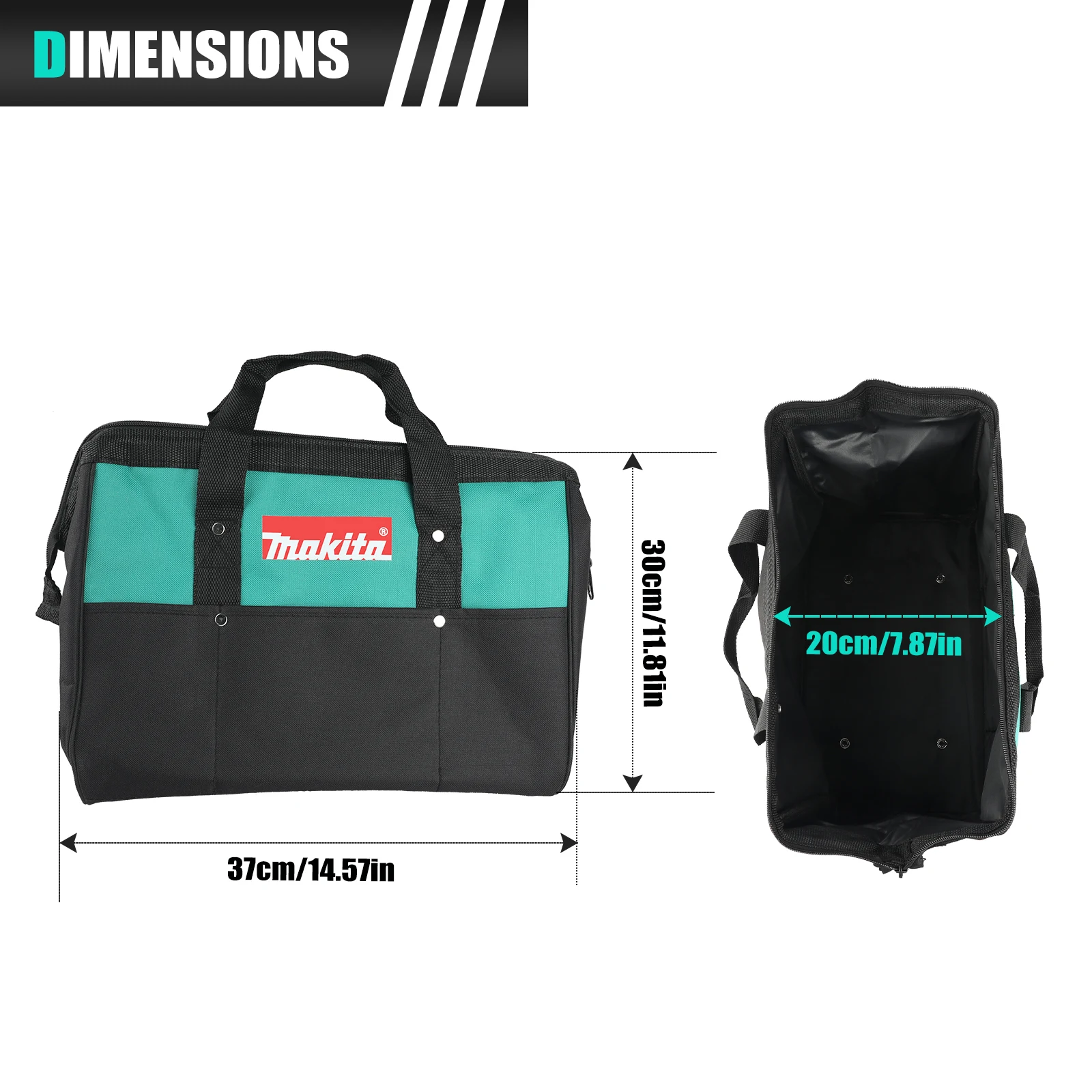 

Makita 14.57inch Hand ToolBag Double Layer Oxford Cloth Steel Wire Around Mouth Electrician-Bag Waterproof Anti-Fall Storage Bag