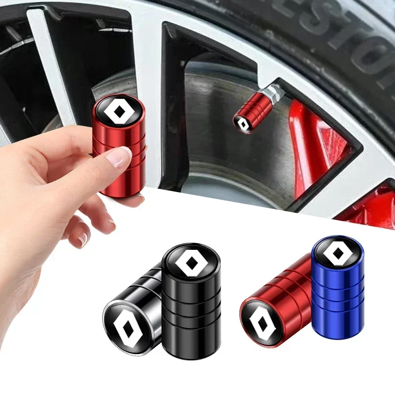 4Pcs Car Logo Wheel Tire Valve Stem Caps Cover For Renault ZOE QM6 Austral Kardian 3 Rafale Kangoo Arkana Clio Koleos Megane