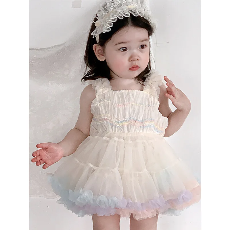 

Baby Girl Dress Baby Summer Dopamine Sleeveless Sundress Girls Shaggy Mesh Skirt A-line Dresses Fashion Cute Princess Skirt