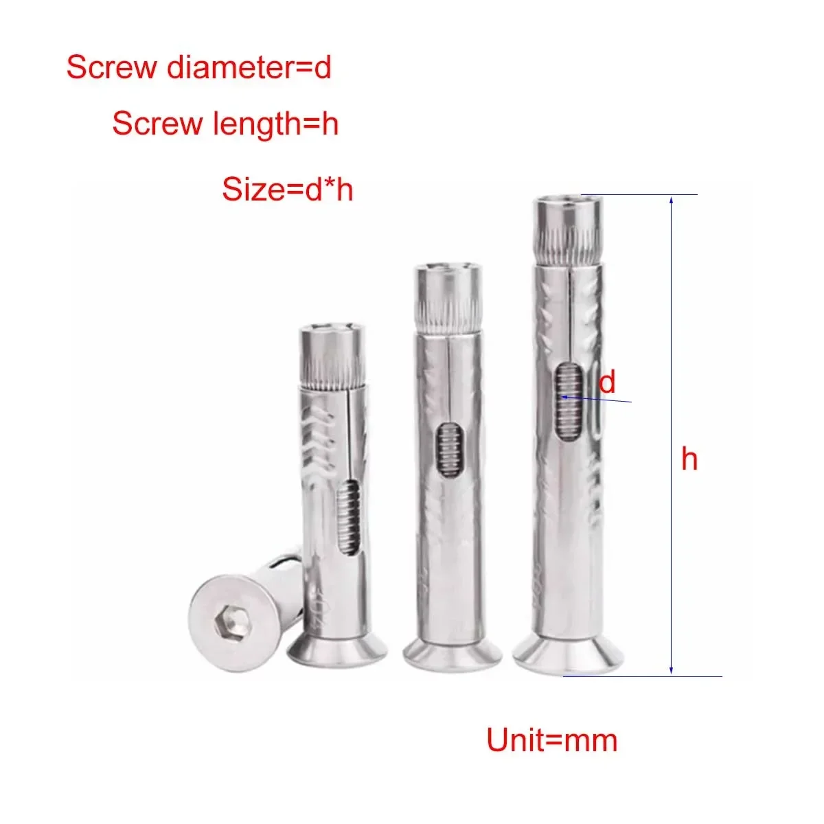 

304 Stainless Steel Countersunk Hexagonal Wide Expansion Screw/Internal Expansion Bolt With Built-In Tension Burst