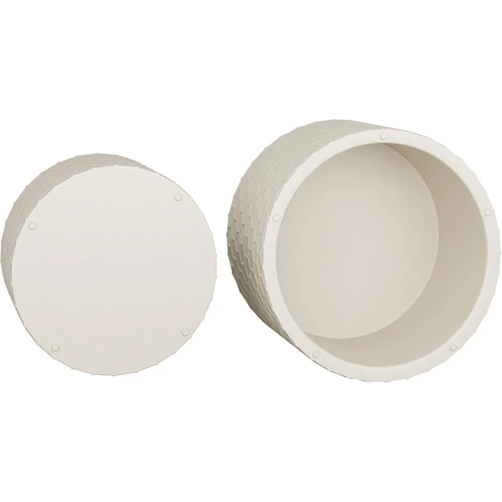 Modern Nesting Coffee Table Set of 2, Minimalist Wood Round Drum End Tables