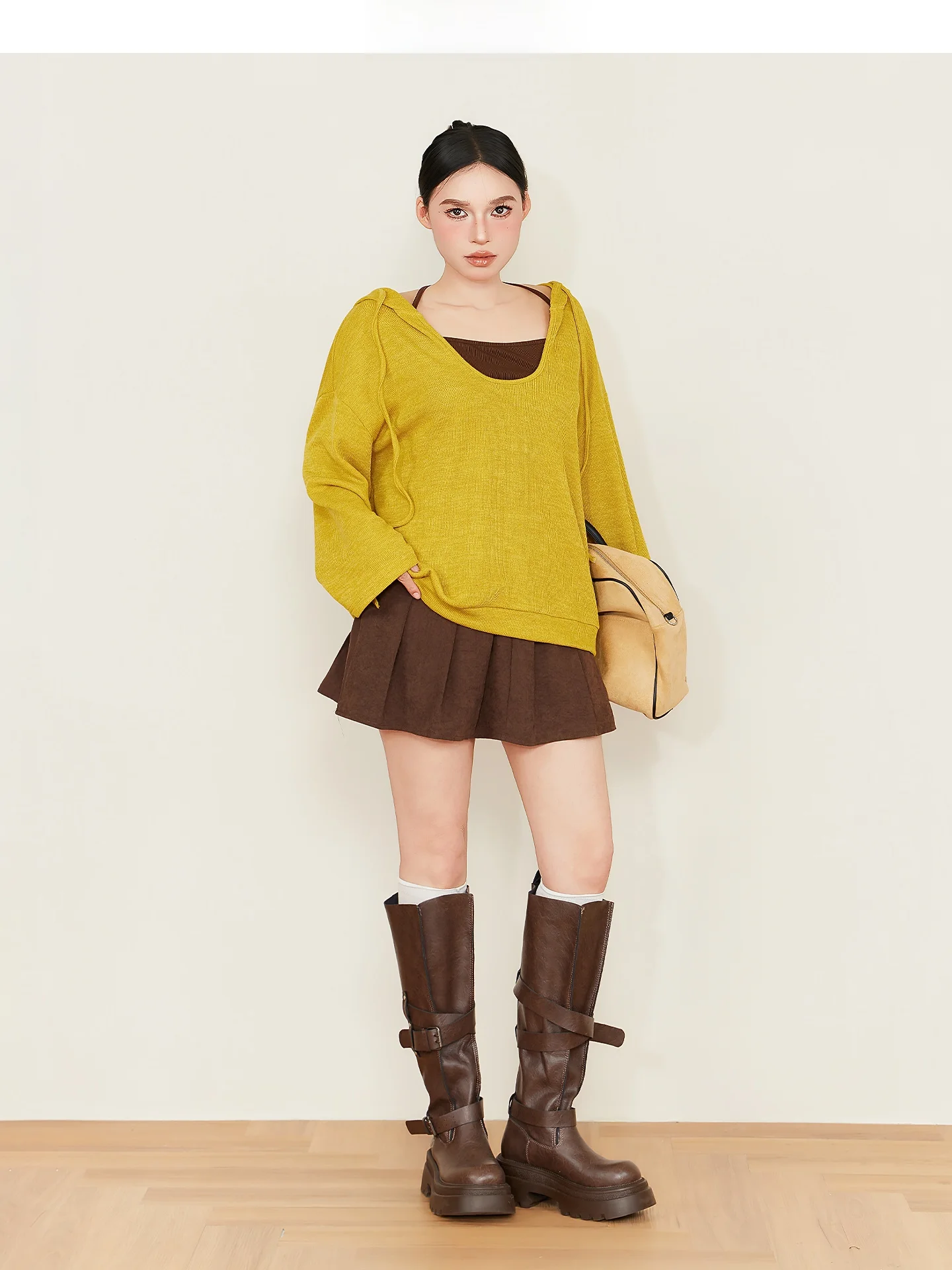 

Spring 2026 plus Size Women's Knitted Set with Strap Vest And Half Skirt Fashionable Commute Korean Style Loose Fit High Waist