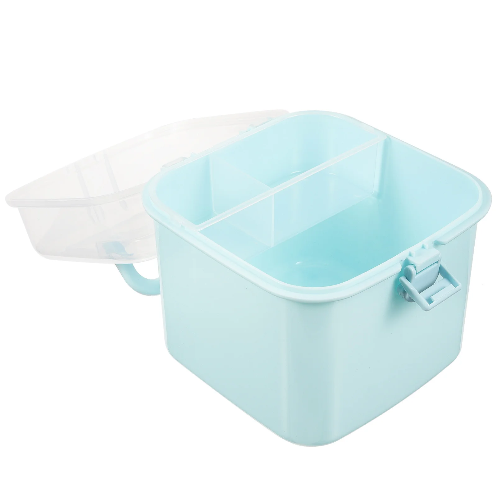 1 قطعة صندوق دواء الطوارئ المنزلية سعة كبيرة منظم الطب البلاستيكي مقصورات متعددة مشبك حريزعلى الأطفال السفر #5