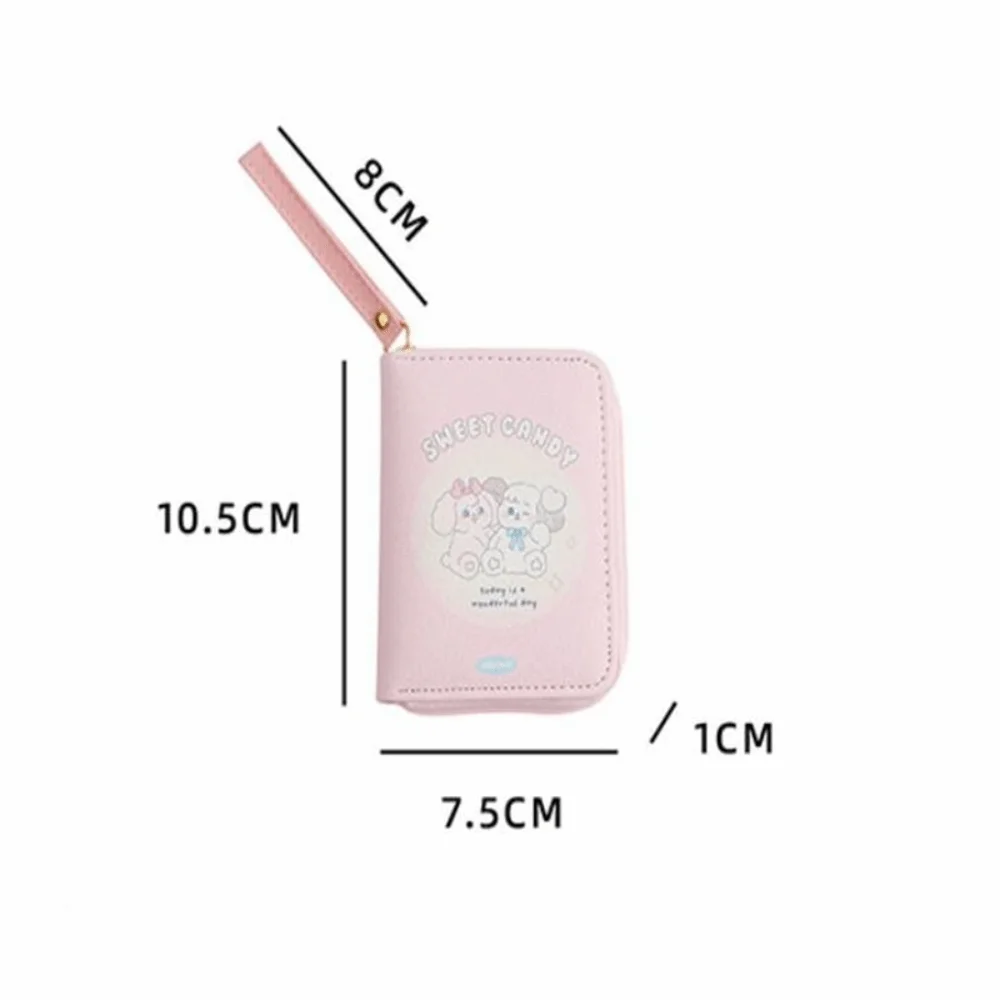 Bolsa de moedas de desenho animado de couro PU fofa 3 dobras carteira curta de gato fofo mini porta cartão para meninas