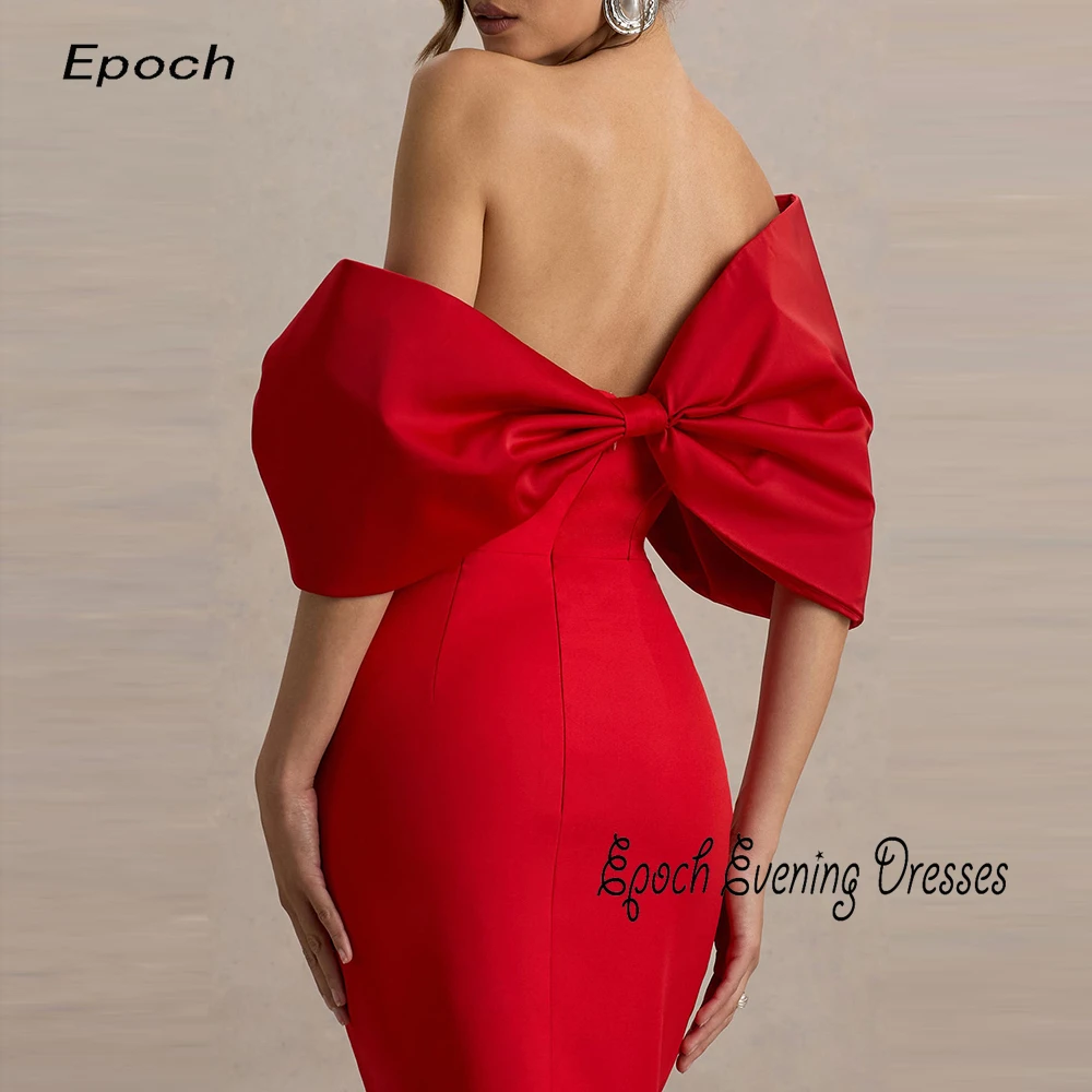 Epoch-Crêpe-Abendkleider فسات Alem Sierra Sierra Sierra Elegantes rotes asymmetrisches Bardot-Midikleid Cocktailparty-Abschlussballkleid formell
