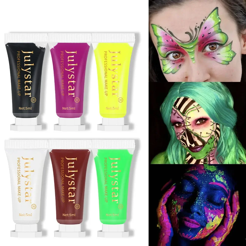 Halloween Face Body Painting Cream Waterproof fluorescente rosa verde nero bianco giallo Paint Cream Party Art Up trucco viso