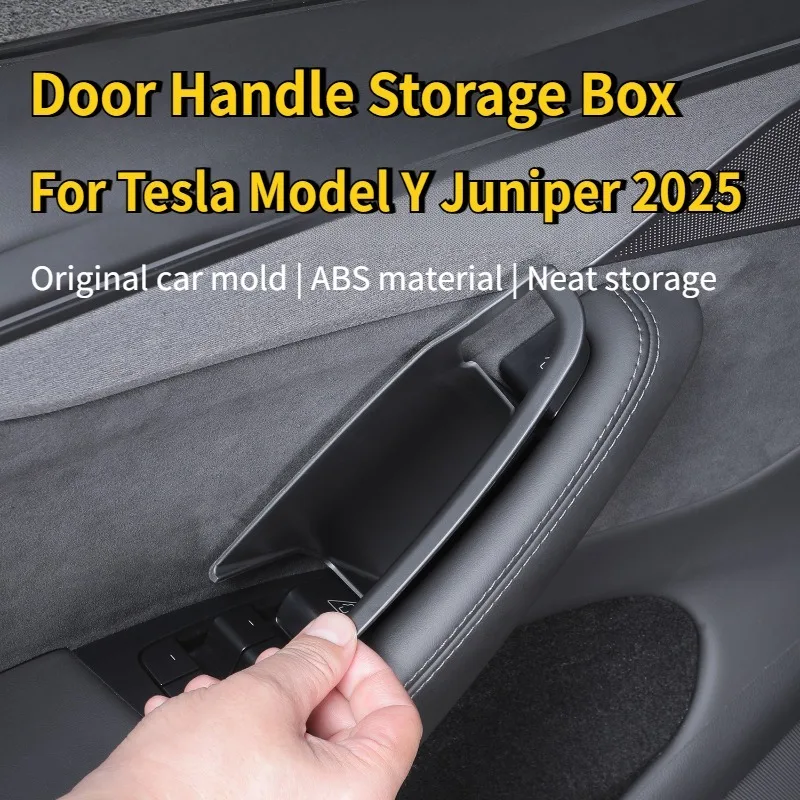 

ABS Door Side Storage Box for Tesla Model Y Juniper 2025 Handle Pocket Armrest Passenger Storage Tray Container Car Accessories