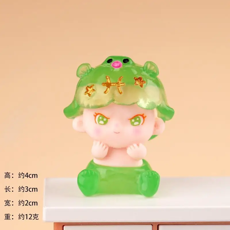 Cute Glow in Dark Zodiac Resin Figurines Set 12 Constellation Mini Statues Desktop Ornament Gift view 3