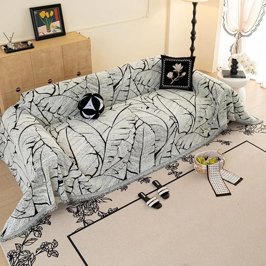 Soft Chenille Sofa Cover Blanket Full Coverage One Piece Non Slip Cat Scratch Resistant All Season Universal Backrest Towel