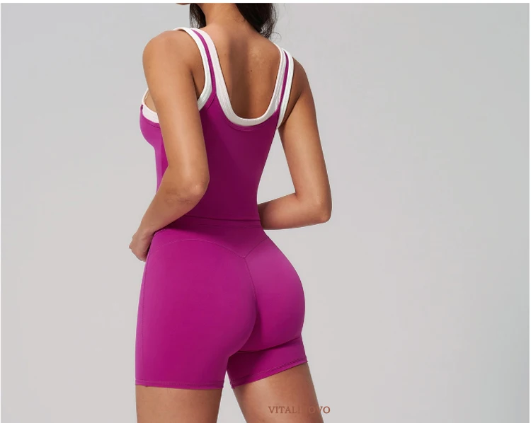 VITALINOVO 2-teiliges Workout-Set für Damen, nahtlose Biker-Shorts mit gepolstertem Sport-BH, sportliche, passende Outfits für Damen, für Fitness, Gym, Yoga – Detail 5