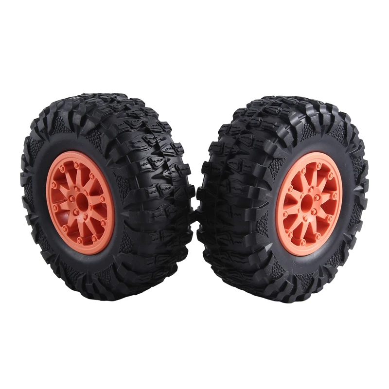 4PCS 2.2 Inch Nylon Plastic Beadlock Wheel 4.72In/120Mm Tire With 12Mm Combiner Hex For 1/10 RC Rock Crawler Parts Orange